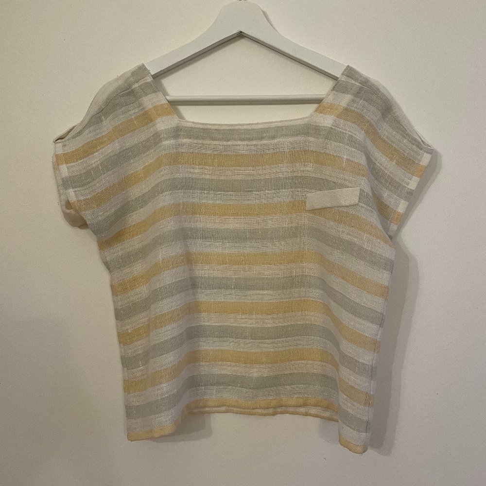 Vintage Linen Blend Striped Two-Piece Set